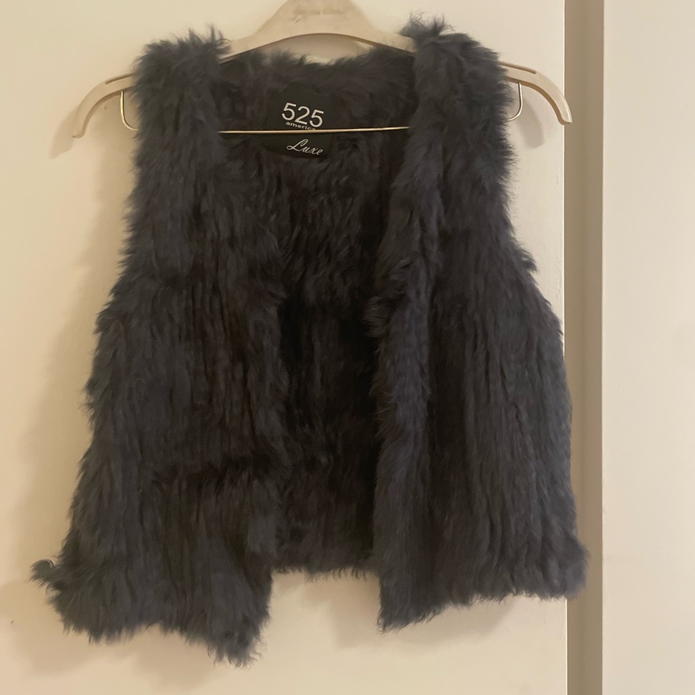 525 America Luxe Grey rabbit fur vest